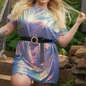 NWT Sequin Sheer T-Shirt Dress